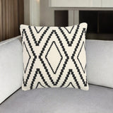20" Black and White Geometric Cotton Throw Pillow Cover