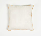 16" Yellow and White Striped Cotton Blend Throw Pillow Cover