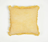 16" Yellow and White Check Cotton Throw Pillow Cover With Fringe