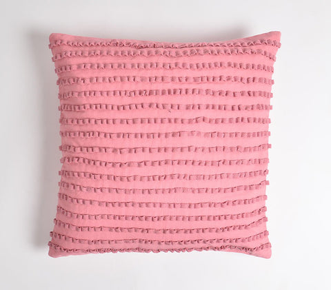 18" Pink Striped Cotton Throw Pillow Cover