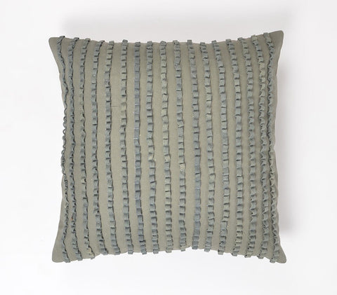 18" Gray Striped Cotton Throw Pillow Cover
