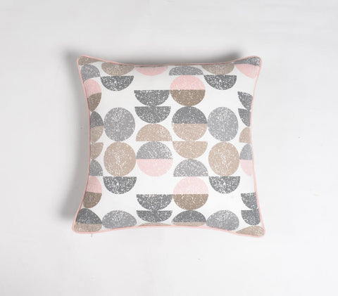 18" Pink and White Geometric Cotton Throw Pillow Cover