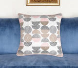 18" Pink and White Geometric Cotton Throw Pillow Cover