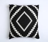 18" Black and White Geometric Cotton Throw Pillow Cover
