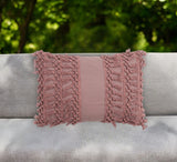 14" X 20" Mauve Handmade Indoor Outdoor Throw Pillow Cover With Tassels