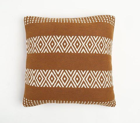20" Rust and Ivory Handmade Striped Indoor Outdoor Throw Pillow Cover