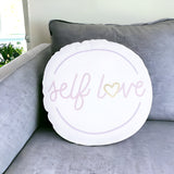 16" X 16" Pink and White Round Cotton Throw Pillow Cover