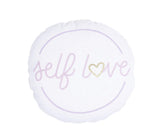 16" X 16" Pink and White Round Cotton Throw Pillow Cover