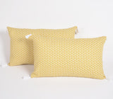Set of Two 12" X 20" Yellow and White Geometric Cotton Throw Pillow Cover With Tassels