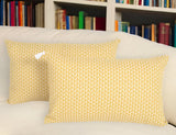 Set of Two 12" X 20" Yellow and White Geometric Cotton Throw Pillow Cover With Tassels