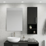12" Black Wood Wall Mounted Single Door Medicine Cabinet