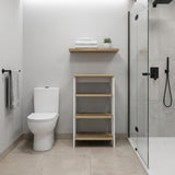 17" Natural And White Wood Linen Cabinet