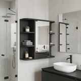 24" Black Wood Wall Mounted Single Door Medicine Cabinet