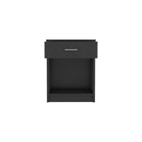 22" Black Wood One Drawer Nightstand