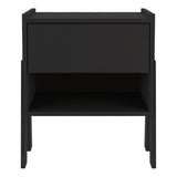 22" Black One Drawer Faux Wood Nightstand