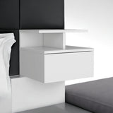 12" White Wood One Drawer Floating Nightstand