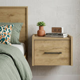 10" Beige One Drawer Faux Wood Nightstand