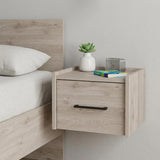 10" Gray Wood One Drawer Floating Nightstand