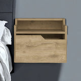 13" Beige Wood One Drawer Floating Nightstand