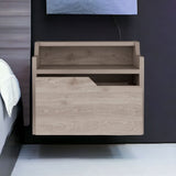 13" Gray Wood One Drawer Floating Nightstand