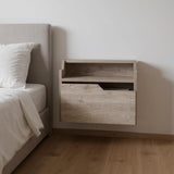 13" Gray Wood One Drawer Floating Nightstand