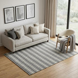 5' X 8' Gray and Ivory Striped Hand Woven Non Skid Area Rug