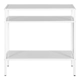 24" White Steel End Table With Two Shelves