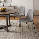 Set of Two Gray And Black Upholstered Fabric Dining Side Chairs