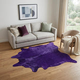 6' X 7' Purple Cowhide Hand Knotted Area Rug