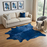 5' X 7' Cobalt Cowhide Hand Knotted Area Rug