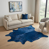 6' X 7' Cobalt Cowhide Hand Knotted Area Rug