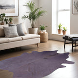 6' X 7' Lavender Cowhide Hand Knotted Area Rug