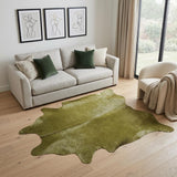 6' X 7' Lime Green Cowhide Hand Knotted Area Rug