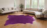 6' X 7' Plum Cowhide Handmade Area Rug