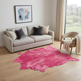 5' X 7' Pink Cowhide Hand Knotted Area Rug