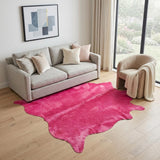6' X 7' Pink Cowhide Hand Knotted Area Rug