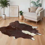 5' X 7' Brown and White Cowhide Handmade Area Rug