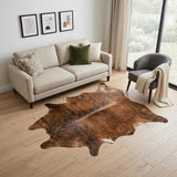 6' X 7' Brown Cowhide Hand Knotted Area Rug