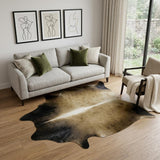 6' X 7' Dark Tan Genuine Cowhide Hand Knotted Area Rug