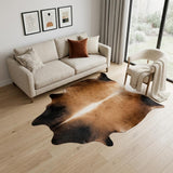 5' X 7' Dark Brown and Tan Genuine Cowhide Hand Knotted Area Rug