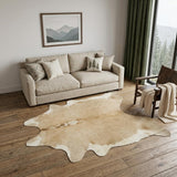 5' X 7' Brown and White Cowhide Hand Knotted Area Rug