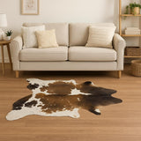 5' X 7' Light Brown and White Cowhide Hand Knotted Area Rug