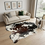 5' X 7' Brown and White Cowhide Hand Knotted Area Rug