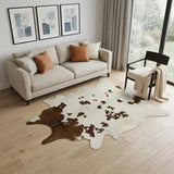 5' X 7' Brown and White Cowhide Hand Knotted Area Rug