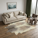 6' X 7' Brown and White Cowhide Hand Knotted Area Rug