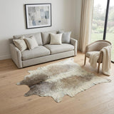 5' X 7' Brown and White Cowhide Hand Knotted Area Rug