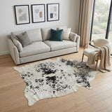 5' X 7' Black and White Cowhide Hand Knotted Area Rug