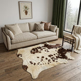 5' X 7' Brown and White Cowhide Hand Knotted Area Rug