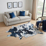 5' X 7' Black and White Cowhide Hand Knotted Area Rug