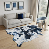 6' X 7' Black and White Cowhide Hand Knotted Area Rug